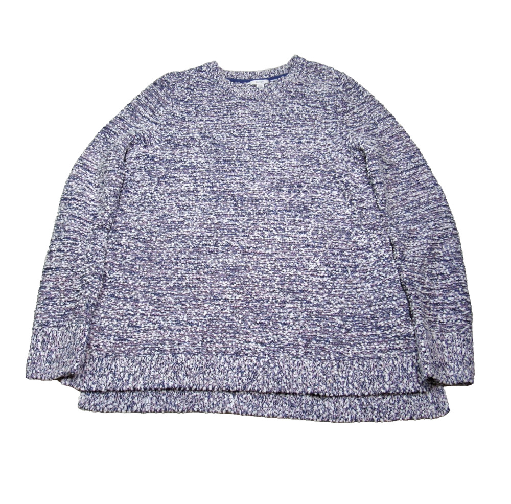 Pure Jill Womens Textured Sweater Medium Tall Crew Neck Purple Knit Pullover